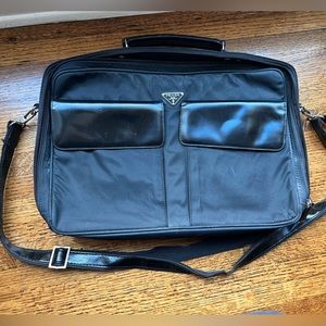 Prada black double front pocket briefcase